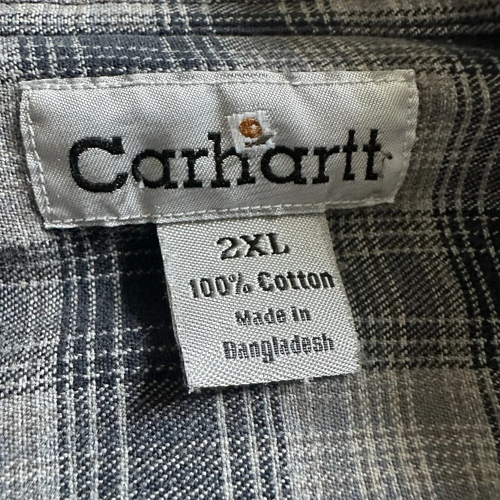 Carhartt‎ Shirt Jacket Men's 2XL Navy Blue Canvas Flannel Lined CDM Logo Company